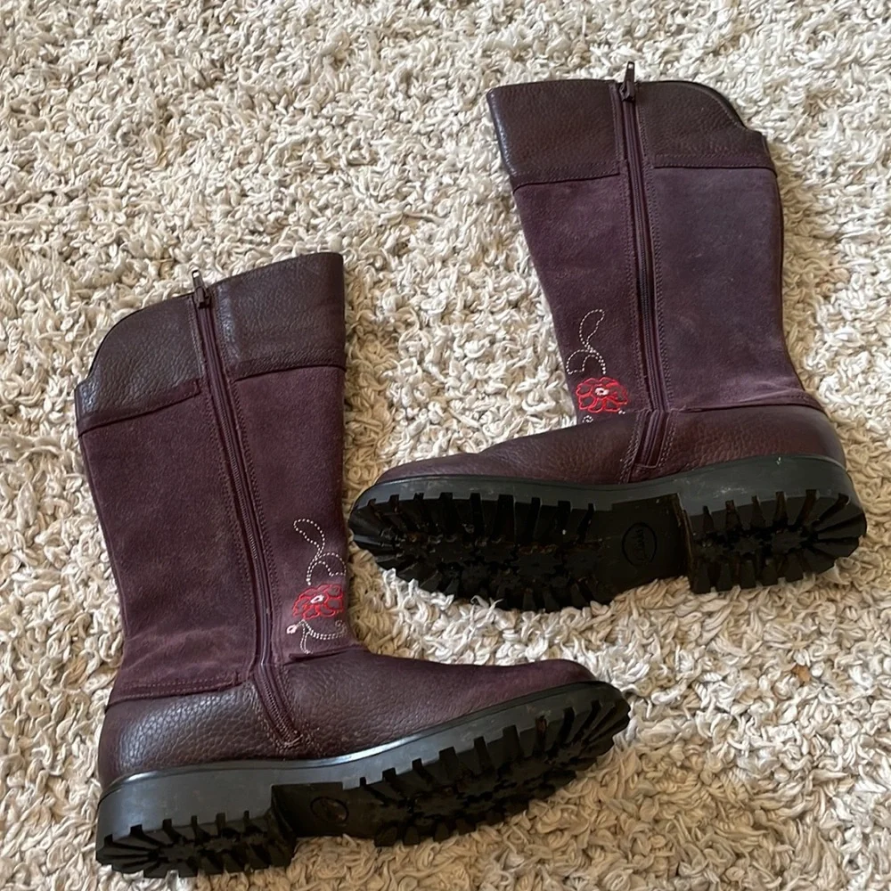 Clarks Plum Leather Riding Boots w/Gortex, Size 3.5